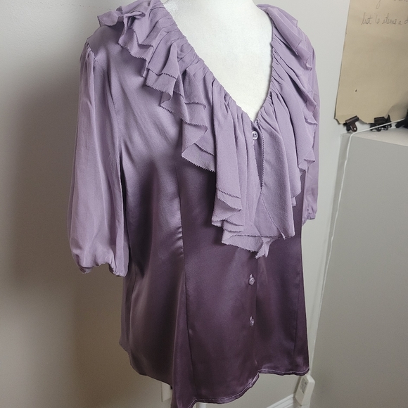 Marc Bouwer Blouse Lavender Silk Large - Picture 2 of 11